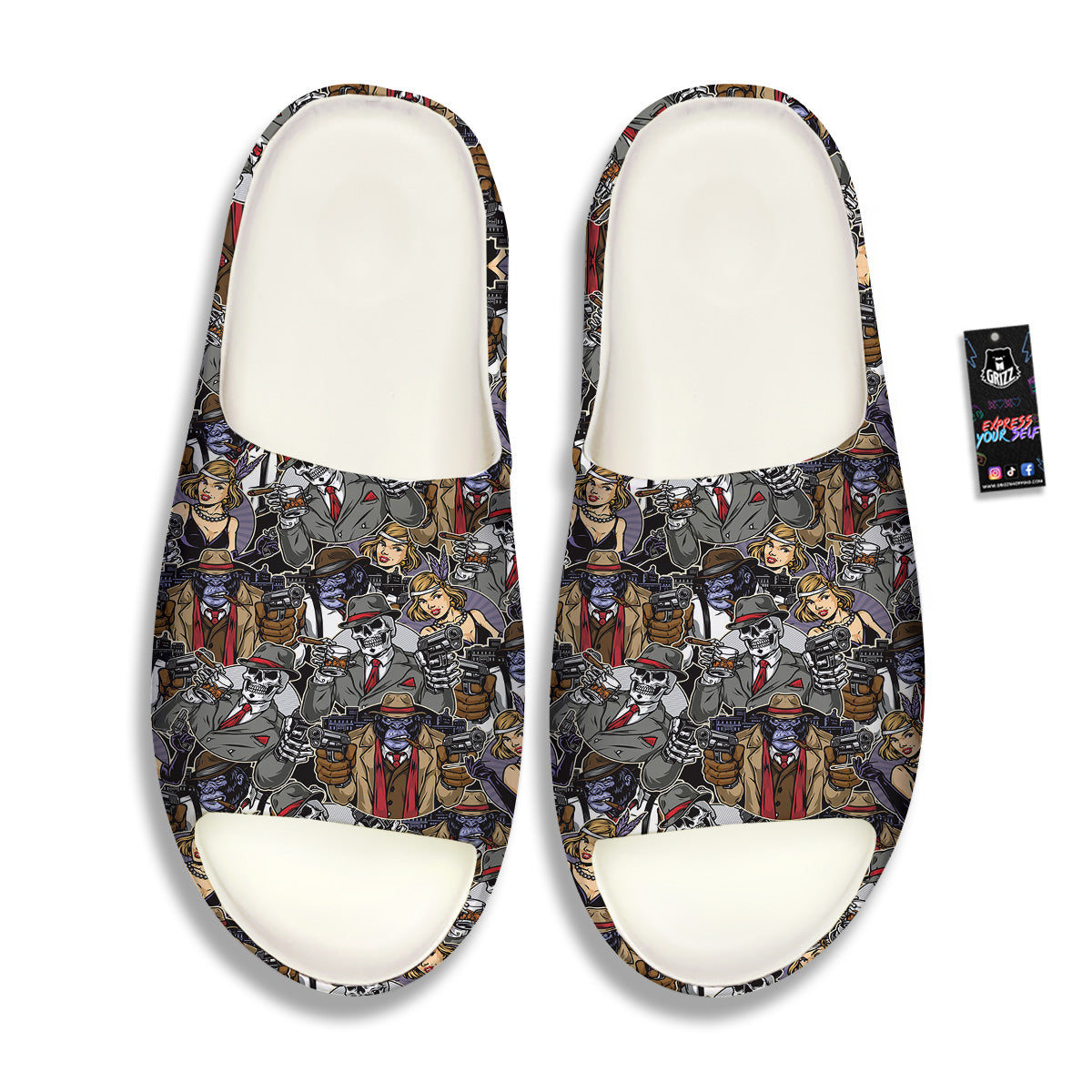 Mafia And Gangsters Print Pattern Sandals-grizzshop
