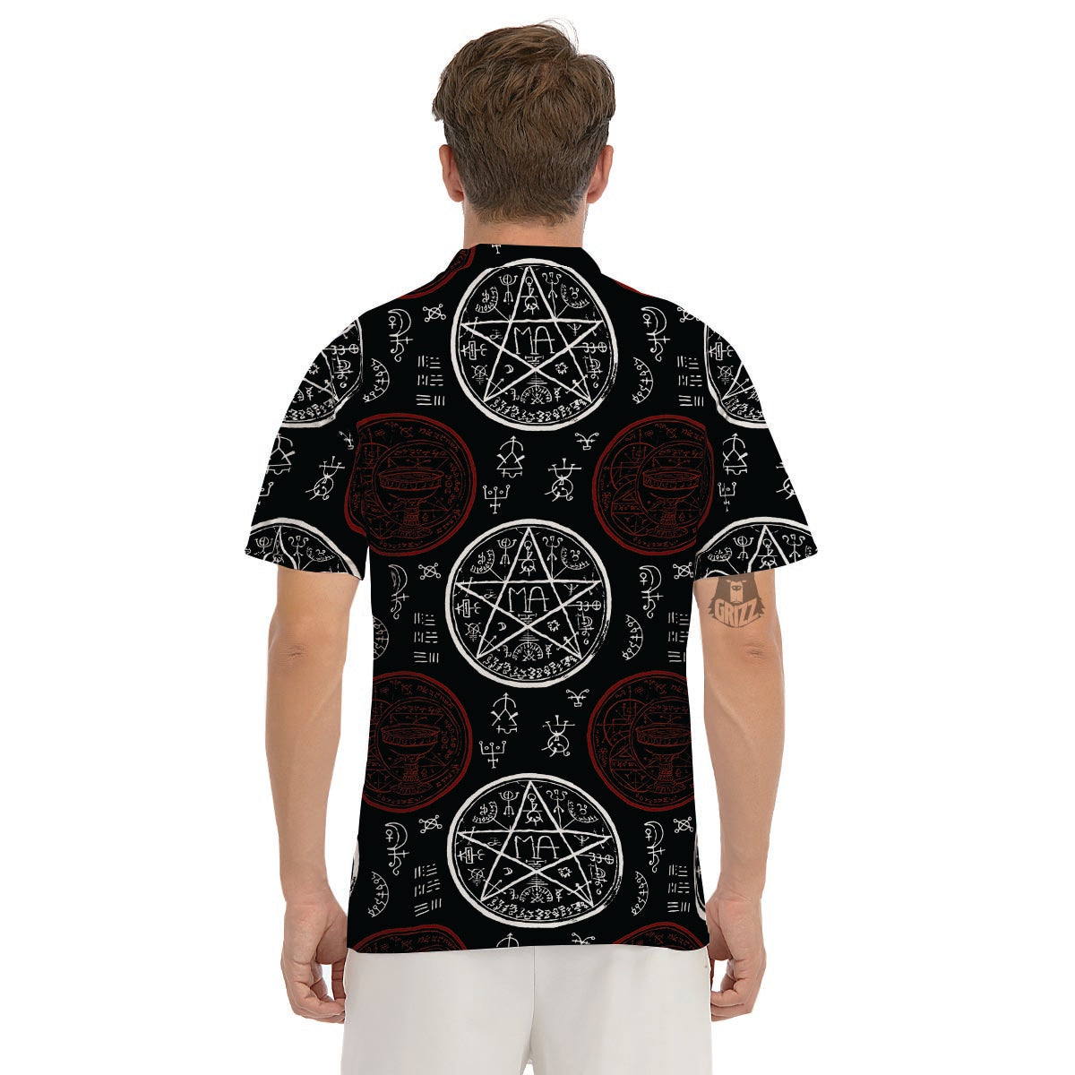 Magic Pentagram Gothic Witch Men's Golf Shirts-grizzshop