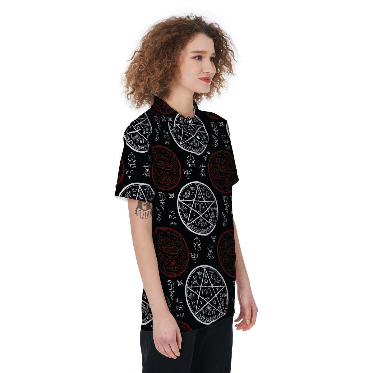 Magic Pentagram Gothic Witch Women's Golf Shirts-grizzshop