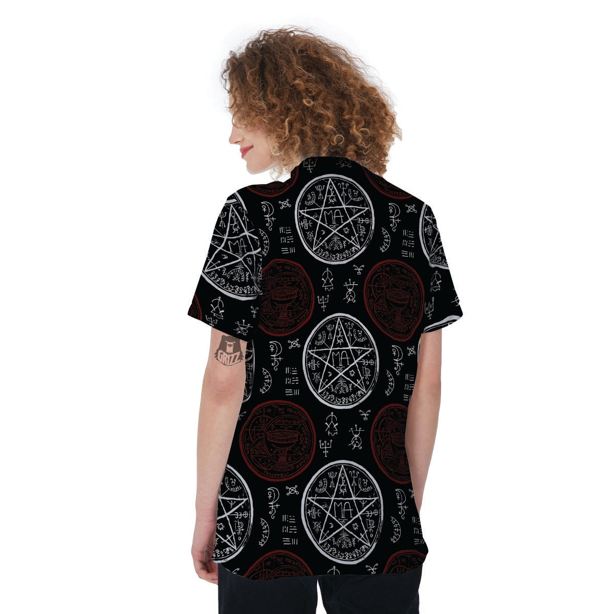 Magic Pentagram Gothic Witch Women's Golf Shirts-grizzshop