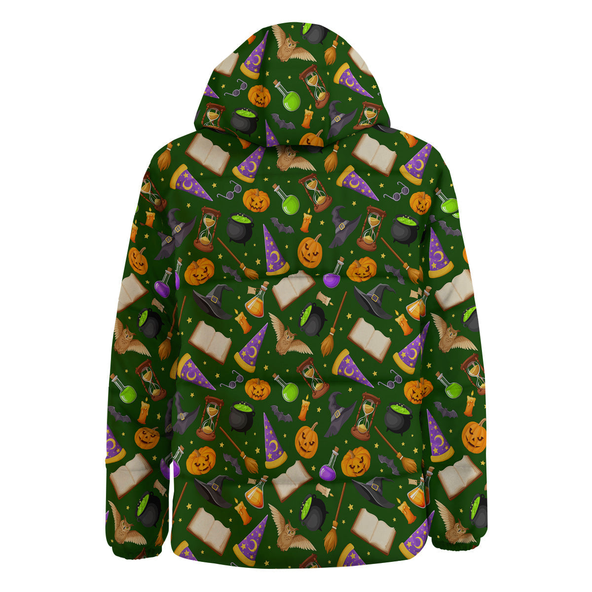 Magical Symbols And Green Print Pattern Down Jacket-grizzshop