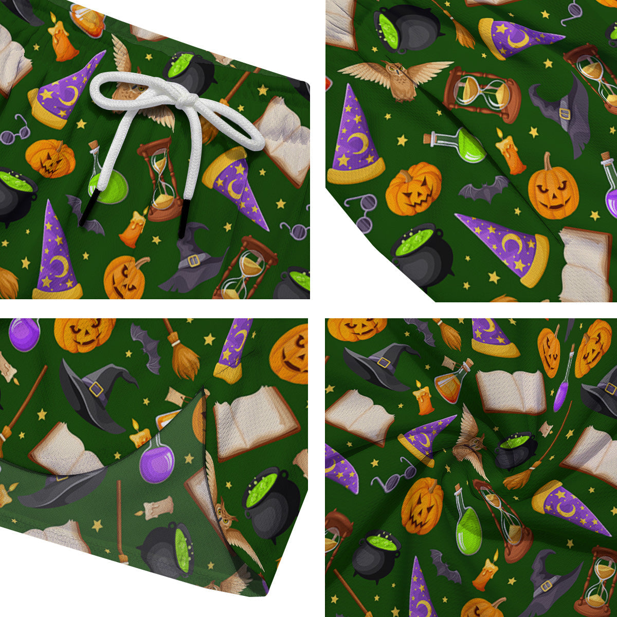 Magical Symbols And Green Print Pattern Men's Running Shorts-grizzshop