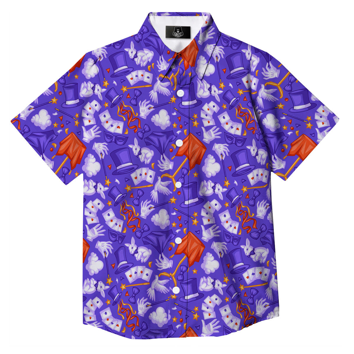 Magician Purple Show Print Pattern Button Up Shirt-grizzshop