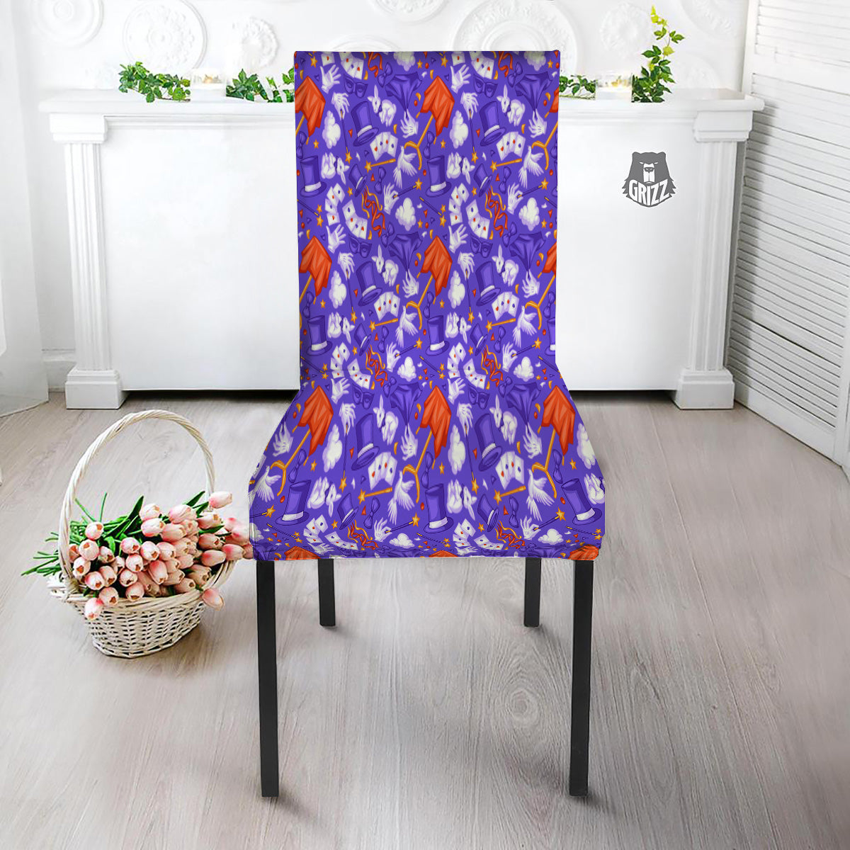 Magician Purple Show Print Pattern Dining Chair Slipcover-grizzshop