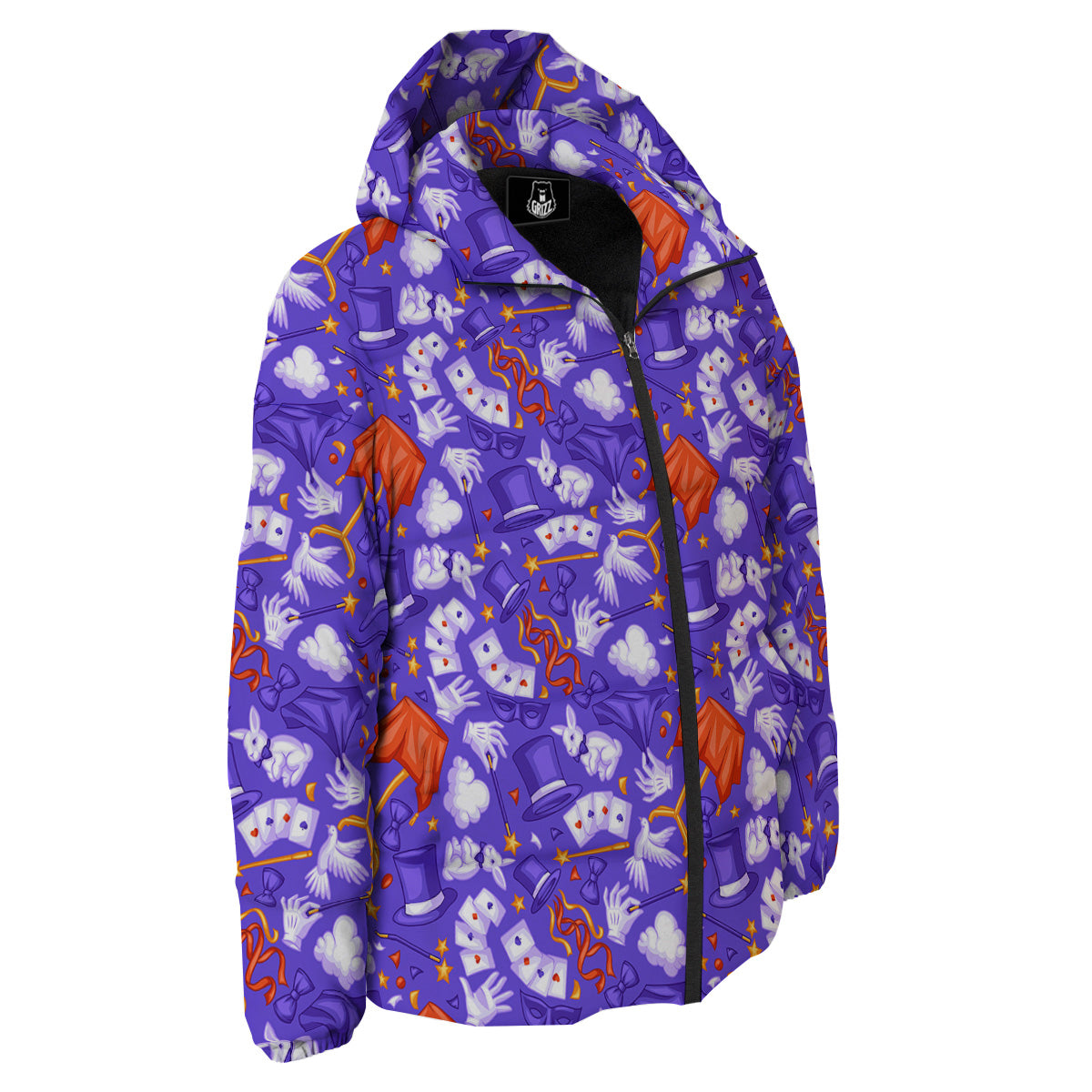 Magician Purple Show Print Pattern Down Jacket-grizzshop