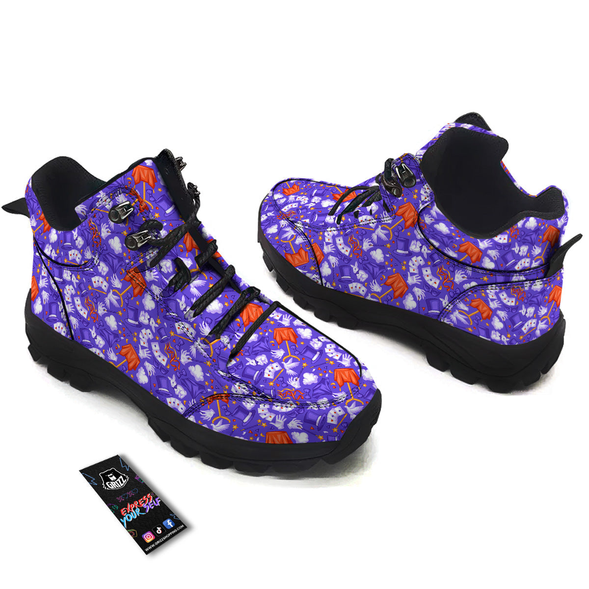Magician Purple Show Print Pattern Hiking Shoes-grizzshop