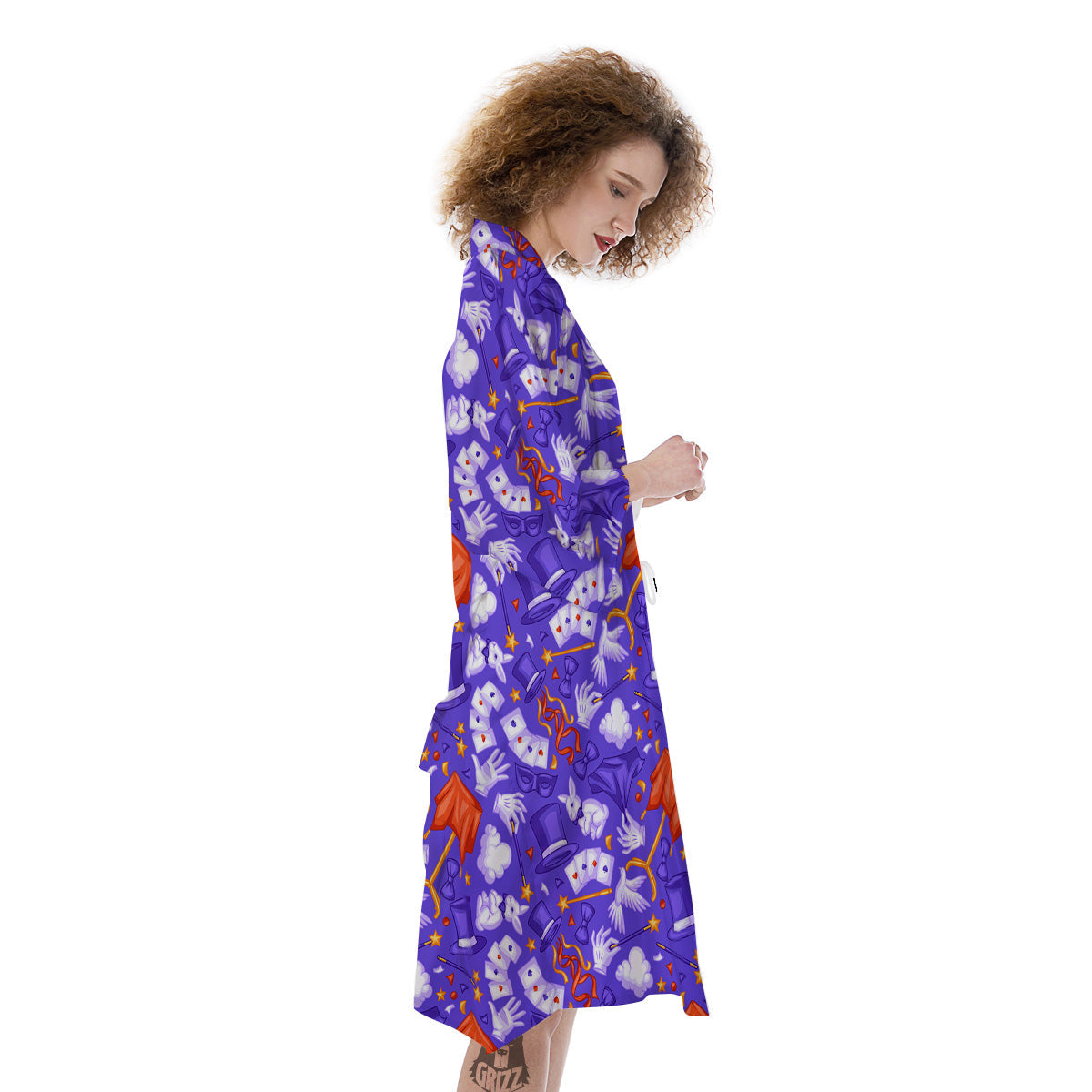Magician Purple Show Print Pattern Kimono-grizzshop