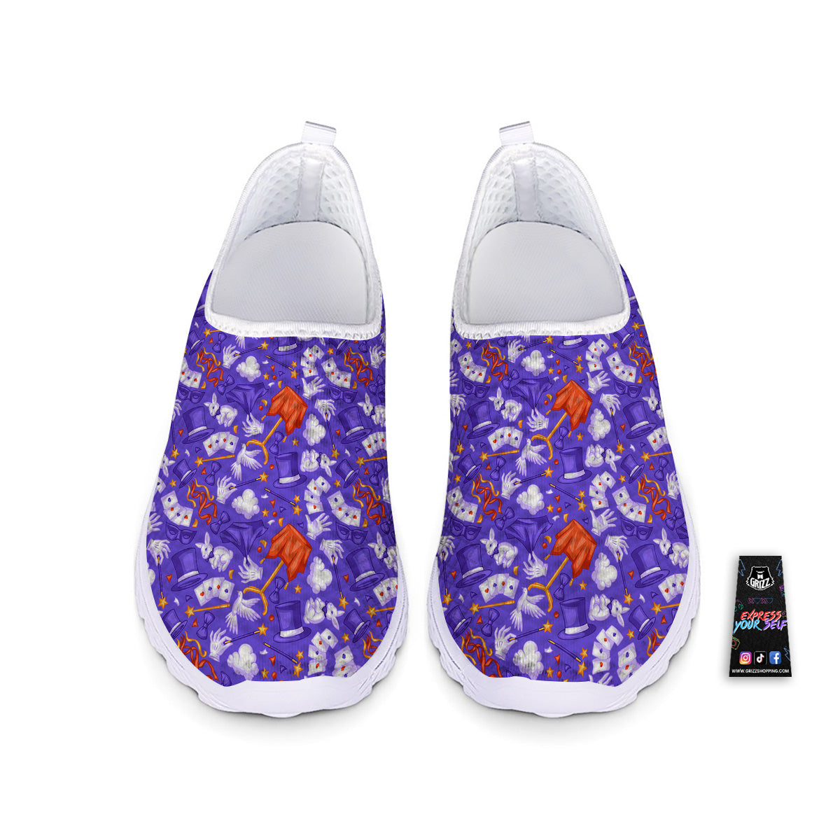 Magician Purple Show Print Pattern Nurse Shoes-grizzshop