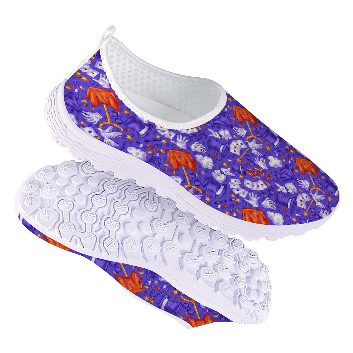 Magician Purple Show Print Pattern Nurse Shoes-grizzshop