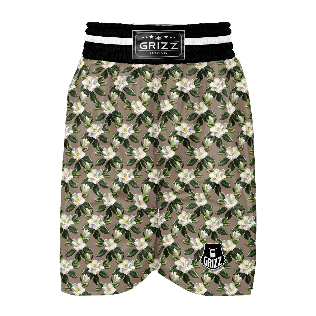 Magnolia Exotic And Brown Print Pattern Boxing Shorts-grizzshop