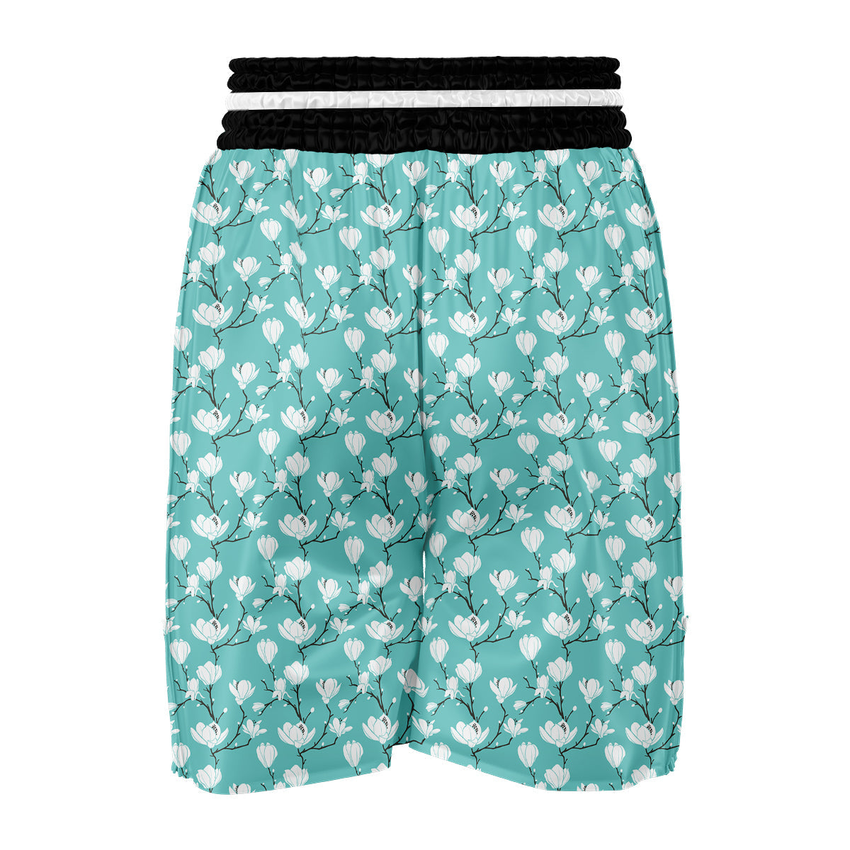 Magnolia White And Blue Print Pattern Boxing Shorts-grizzshop