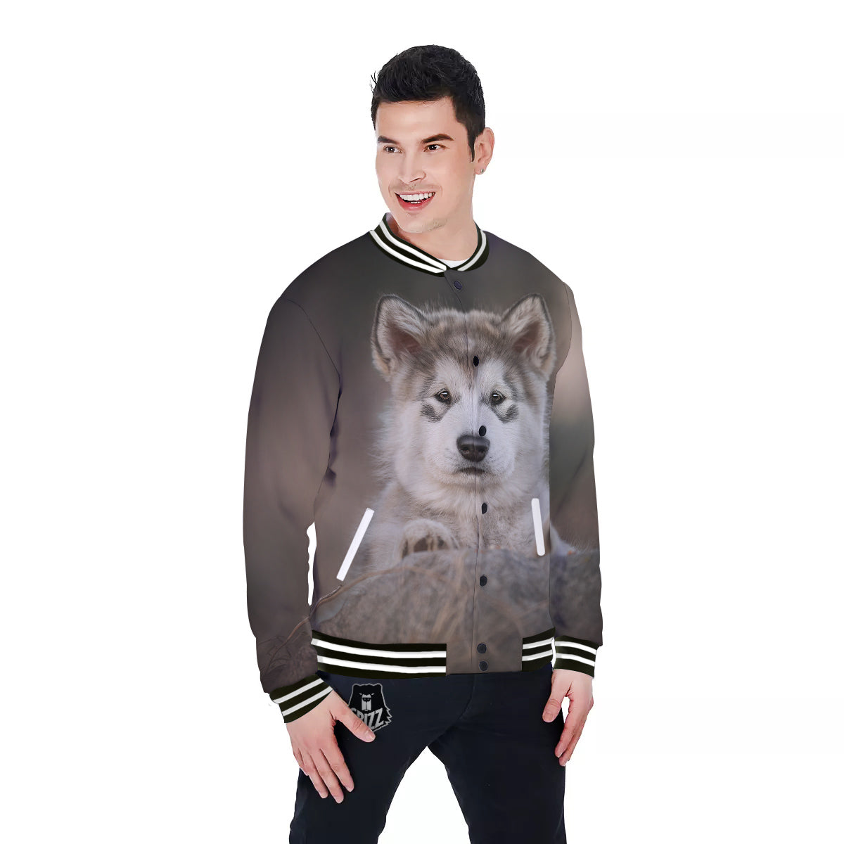 Malamute Alaskan Cute Print Baseball Jacket-grizzshop