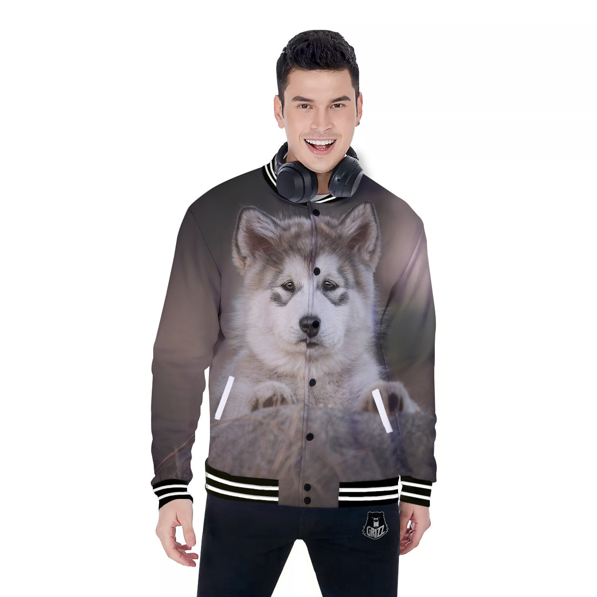 Malamute Alaskan Cute Print Baseball Jacket-grizzshop