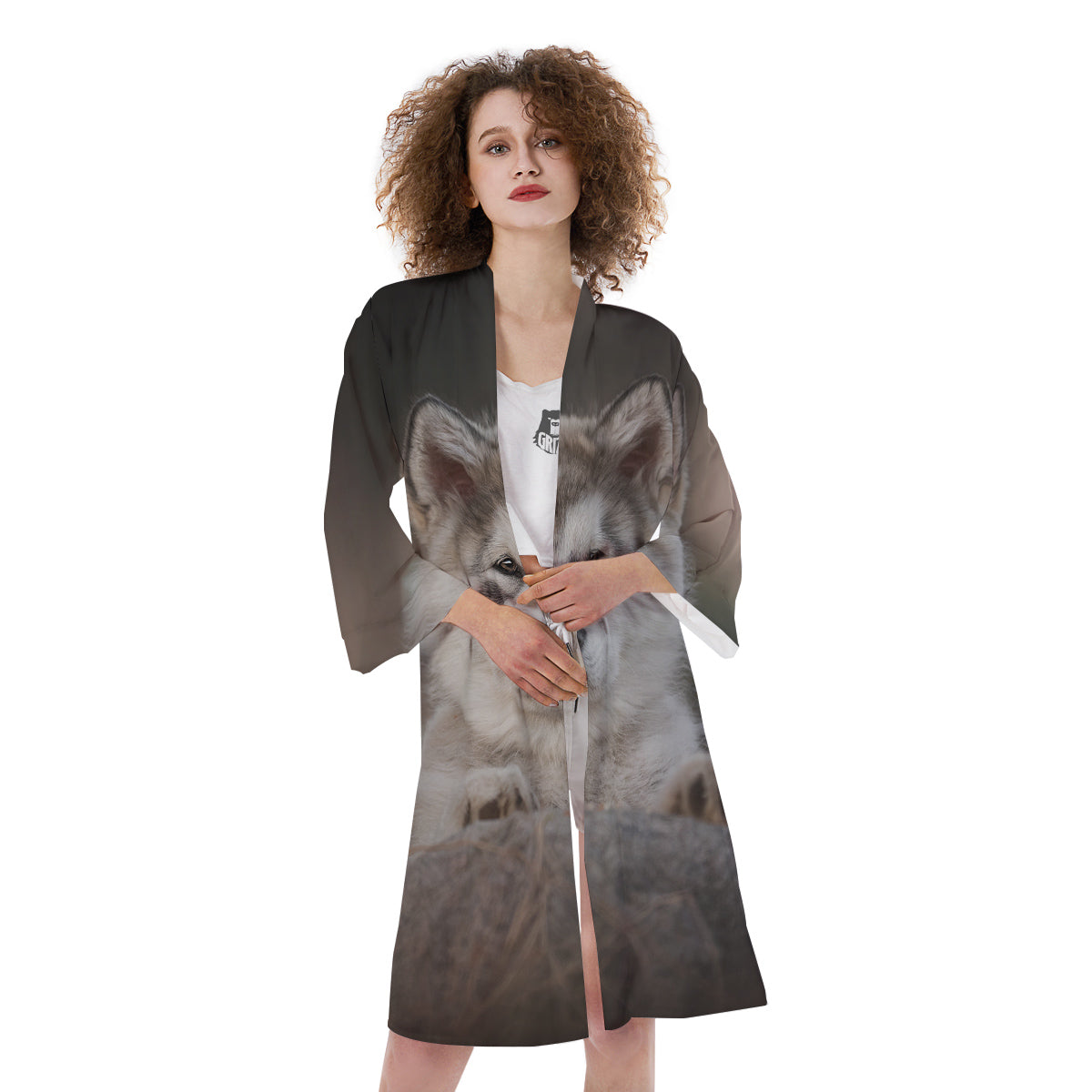 Malamute Alaskan Cute Print Kimono-grizzshop