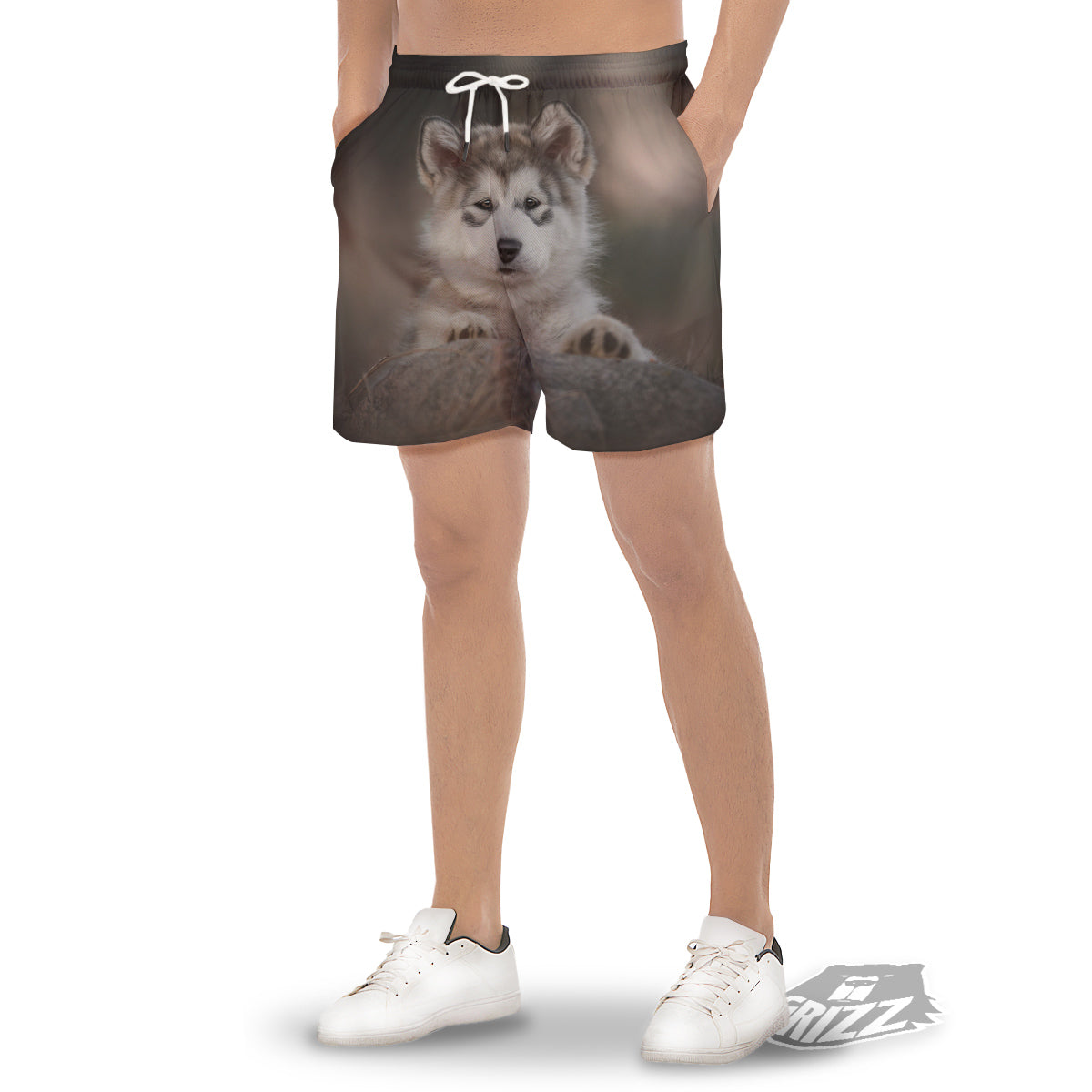 Malamute Alaskan Cute Print Men's Gym Shorts-grizzshop