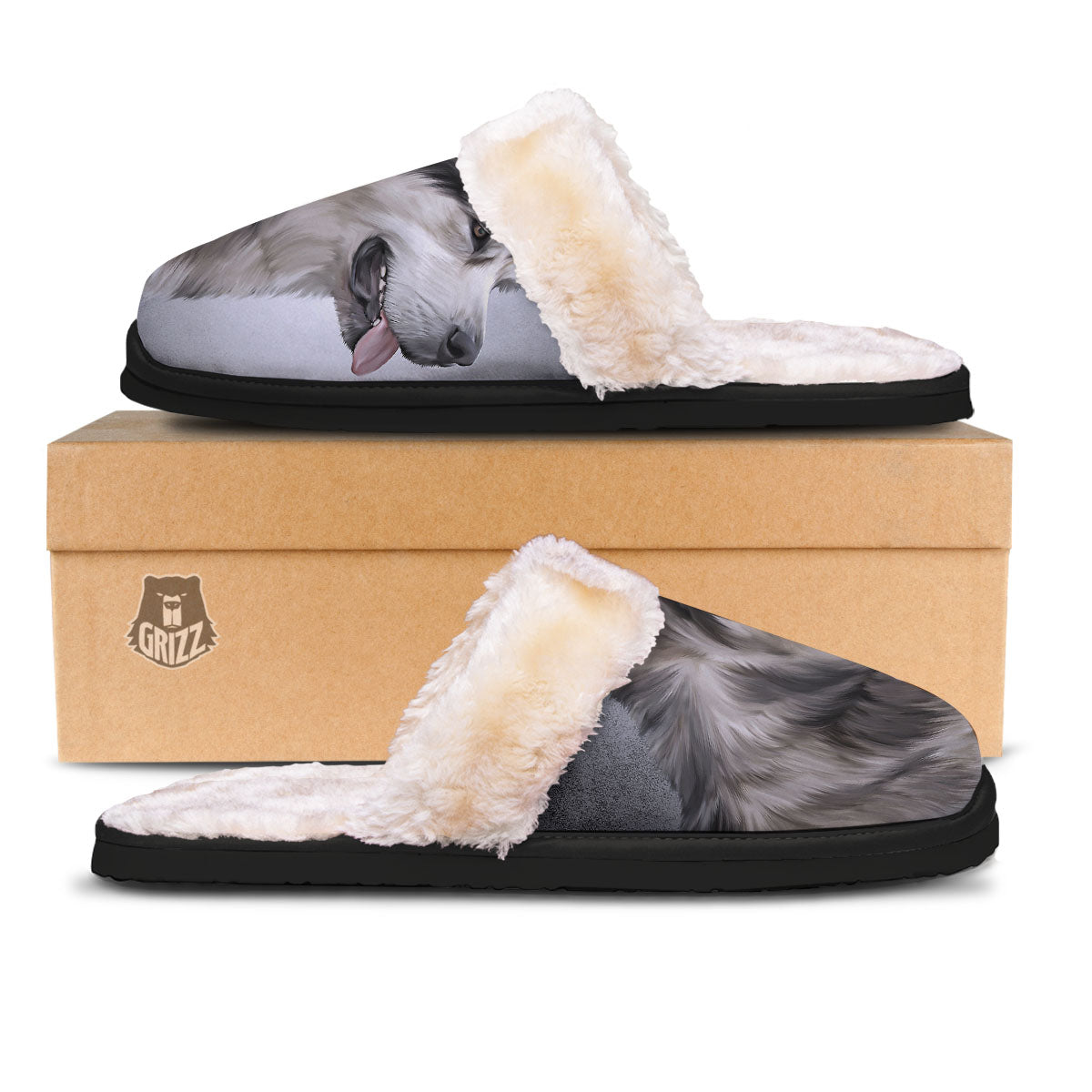 Malamute Alaskan Vintage Print Slippers-grizzshop