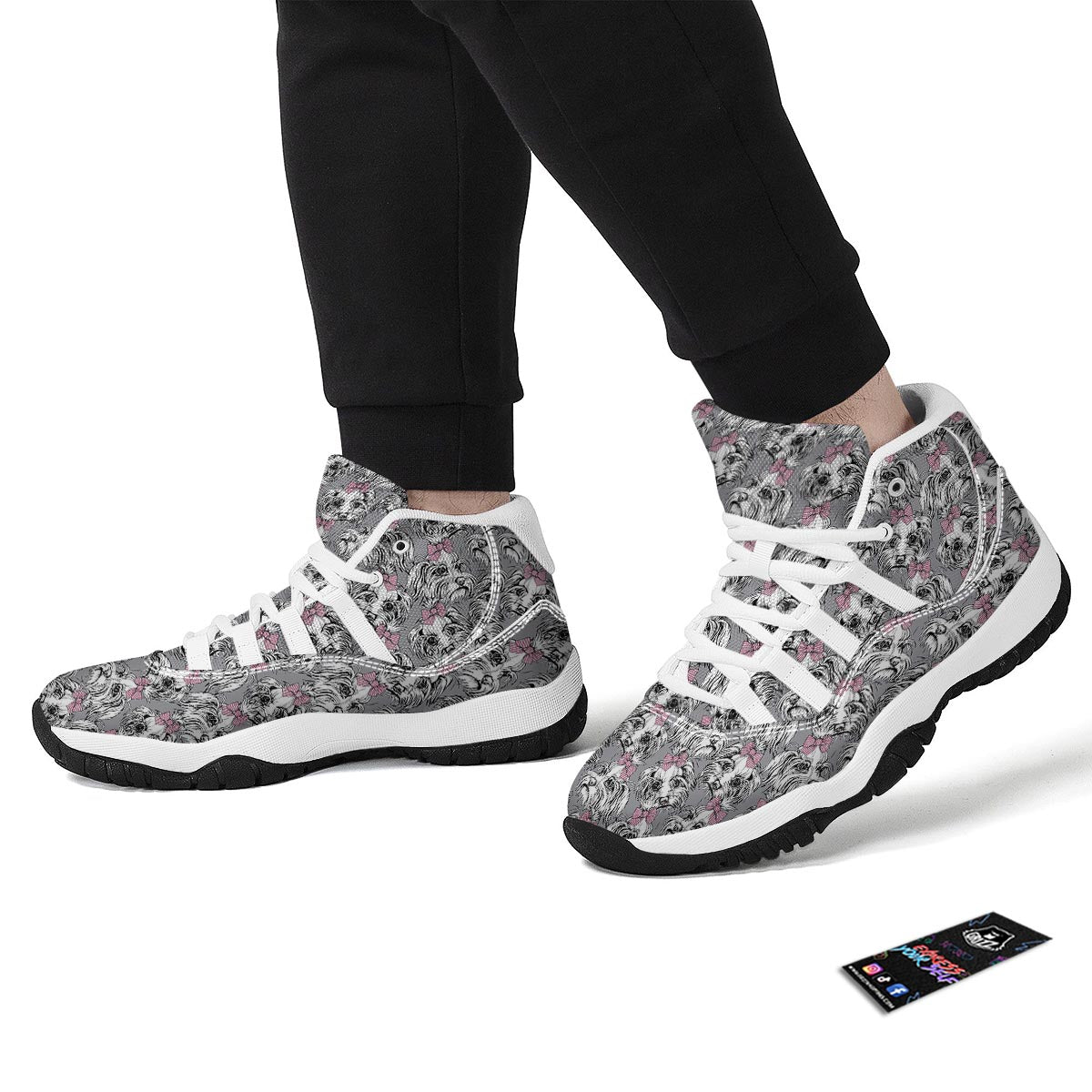 Maltese Puppy Dog Pattern Print White Bball Shoes-grizzshop