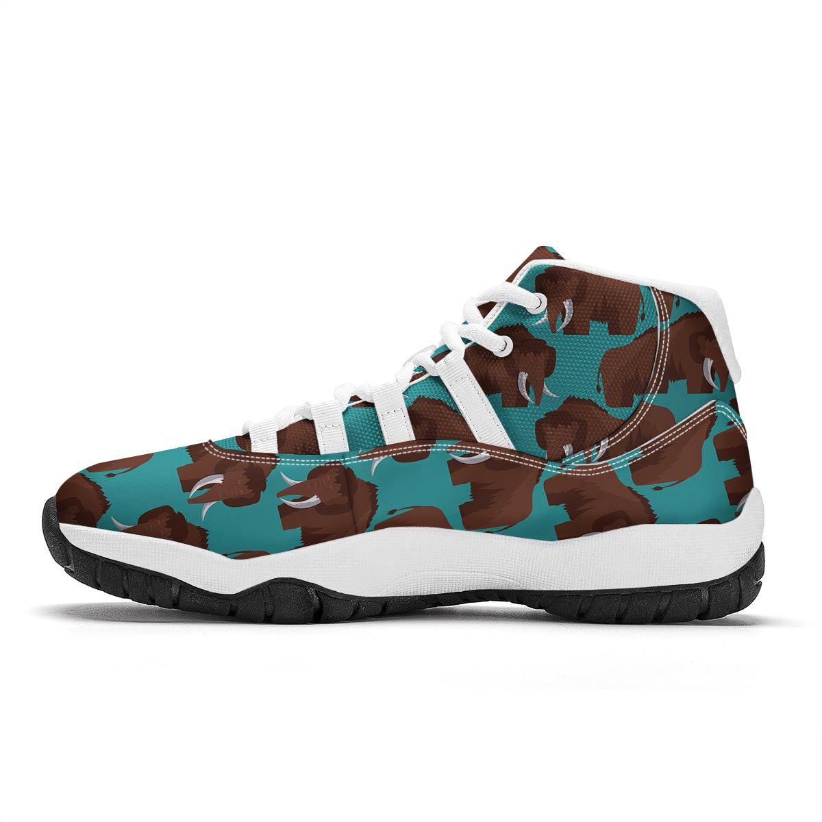 Mammoth Blue Pattern Print White Bball Shoes-grizzshop