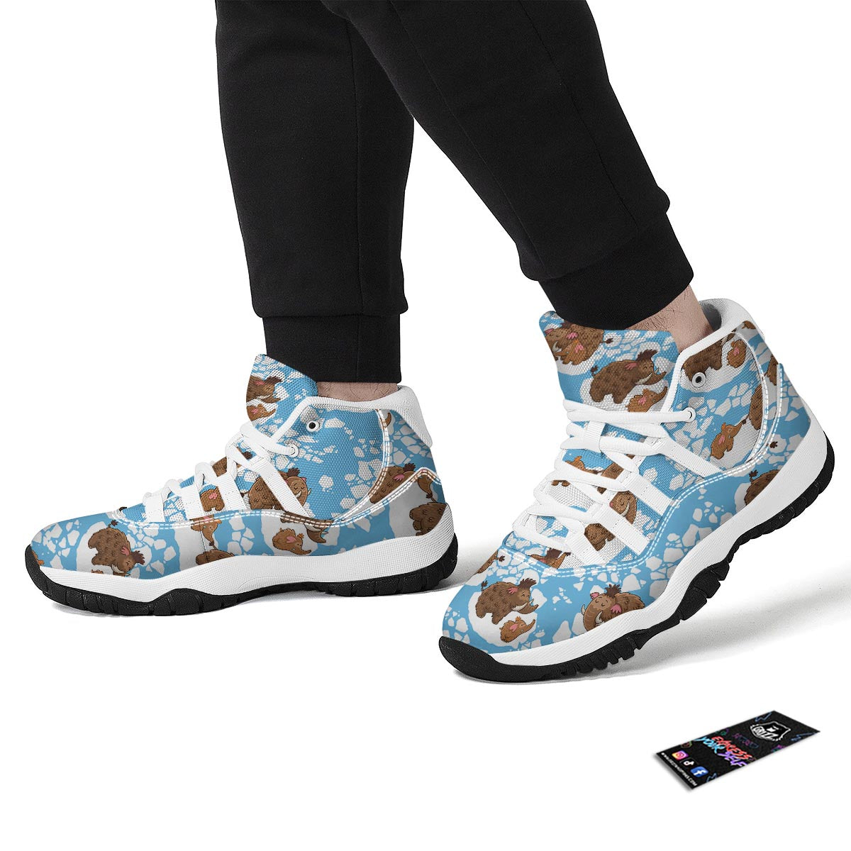 Mammoth Ice Age Pattern Print White Bball Shoes-grizzshop