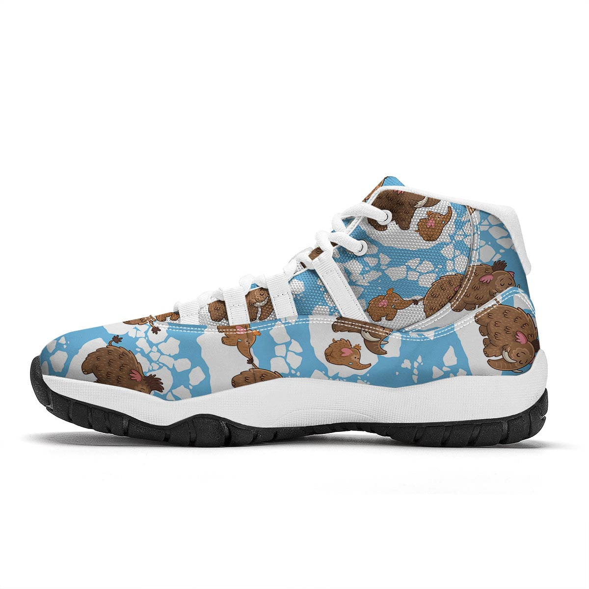 Mammoth Ice Age Pattern Print White Bball Shoes-grizzshop