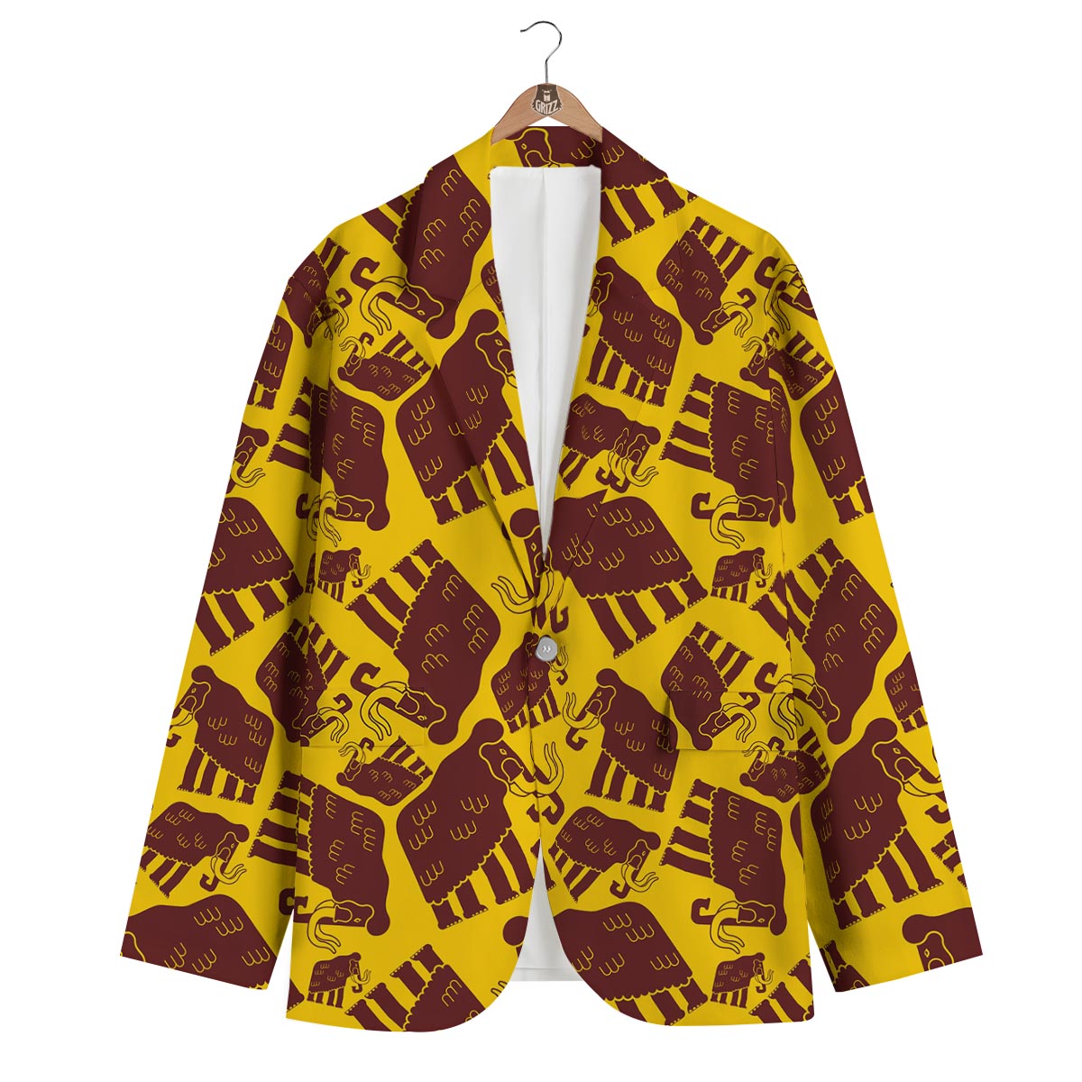 Mammoth Pattern Print Men's Blazer-grizzshop