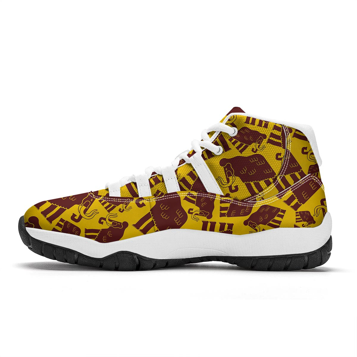 Mammoth Pattern Print White Bball Shoes-grizzshop