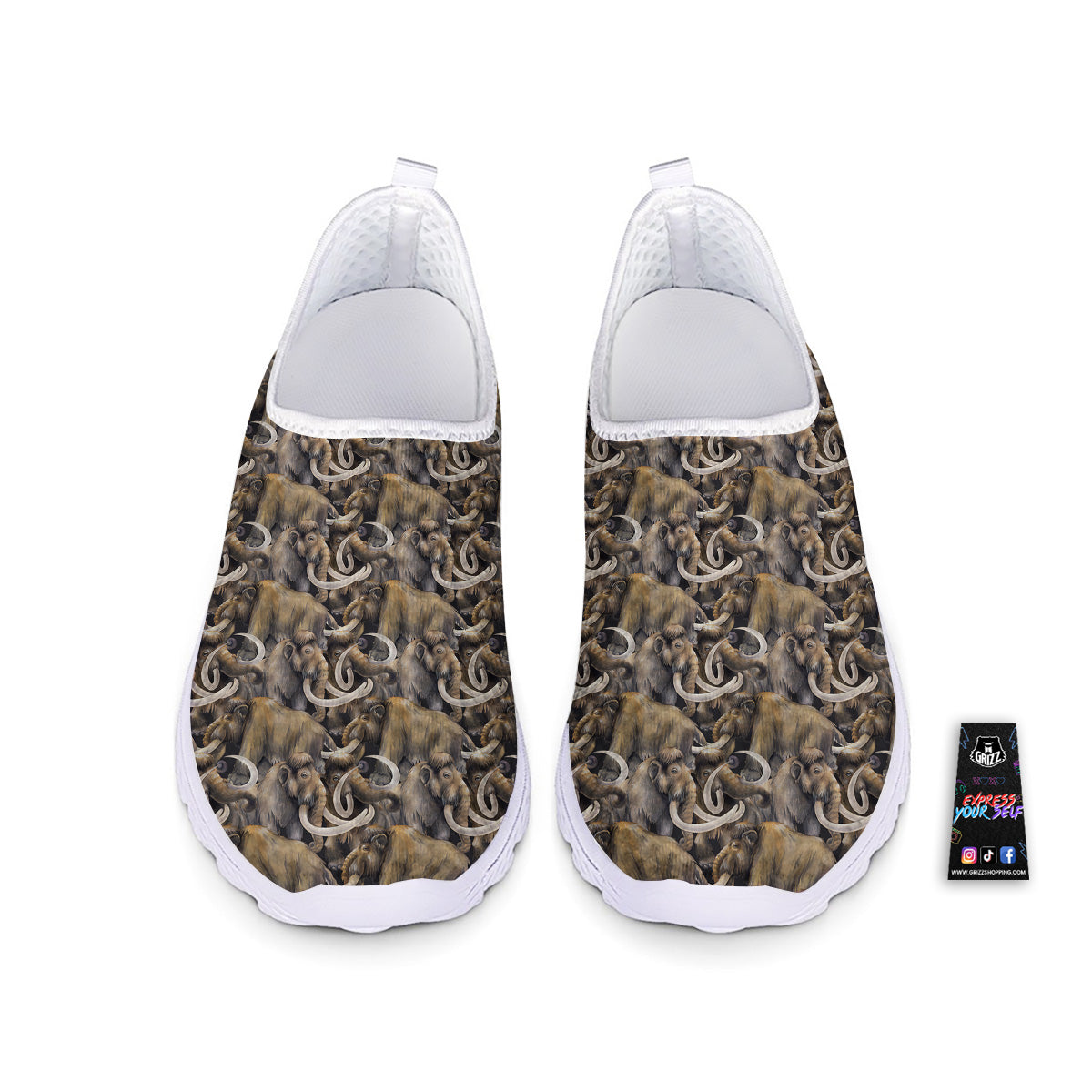 Mammoths Watercolor Print Pattern Nurse Shoes-grizzshop