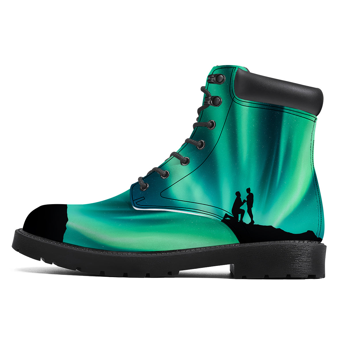 Man Making Marriage With Northern Lights Print Boots-grizzshop