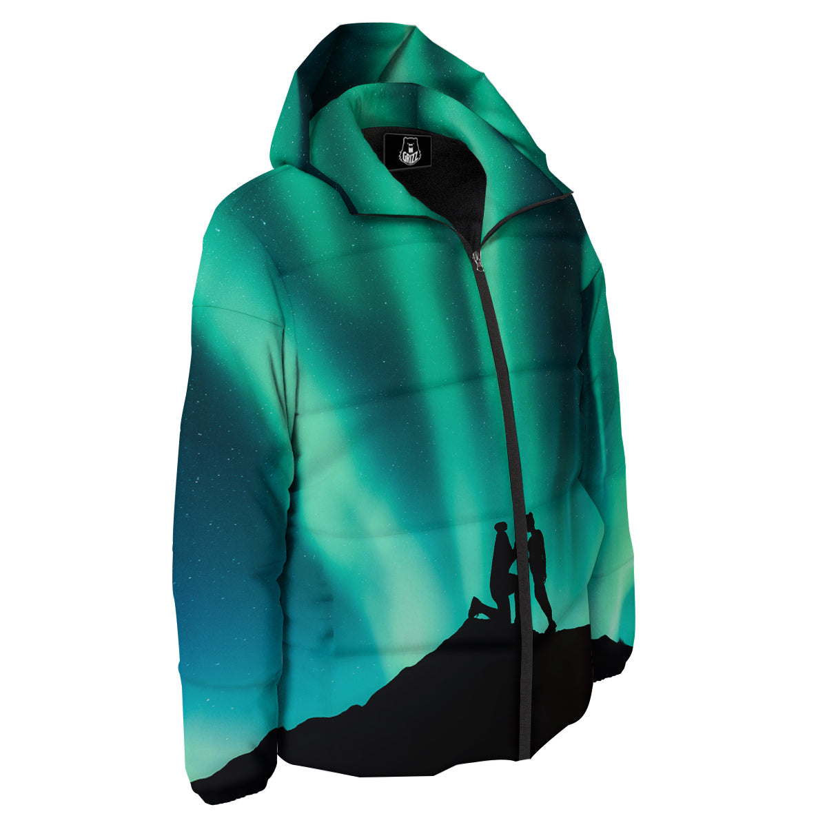 Man Making Marriage With Northern Lights Print Down Jacket-grizzshop