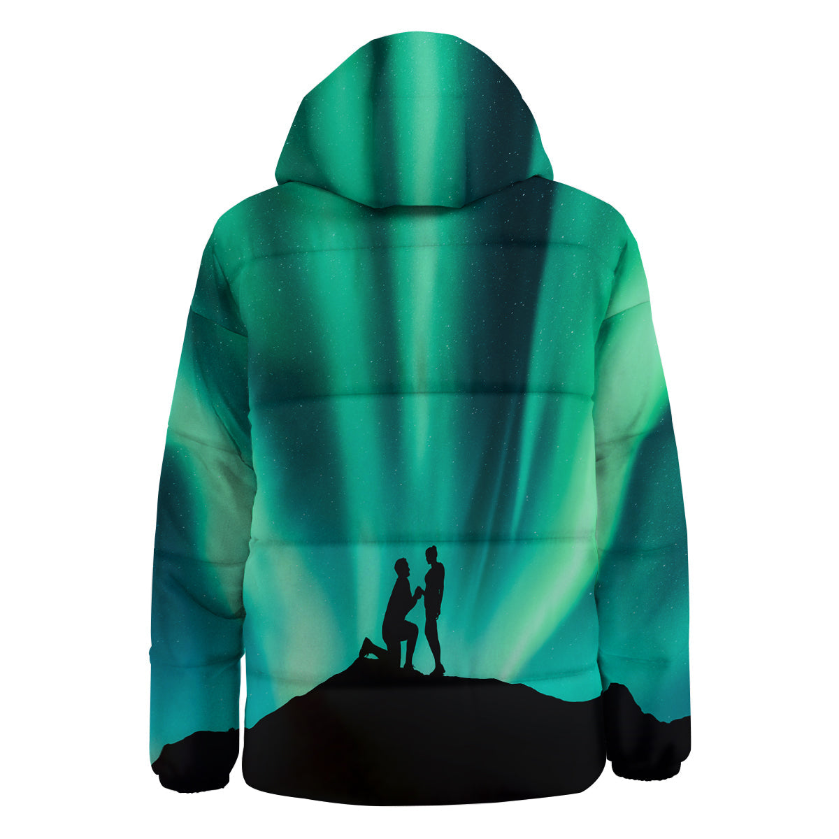 Man Making Marriage With Northern Lights Print Down Jacket-grizzshop