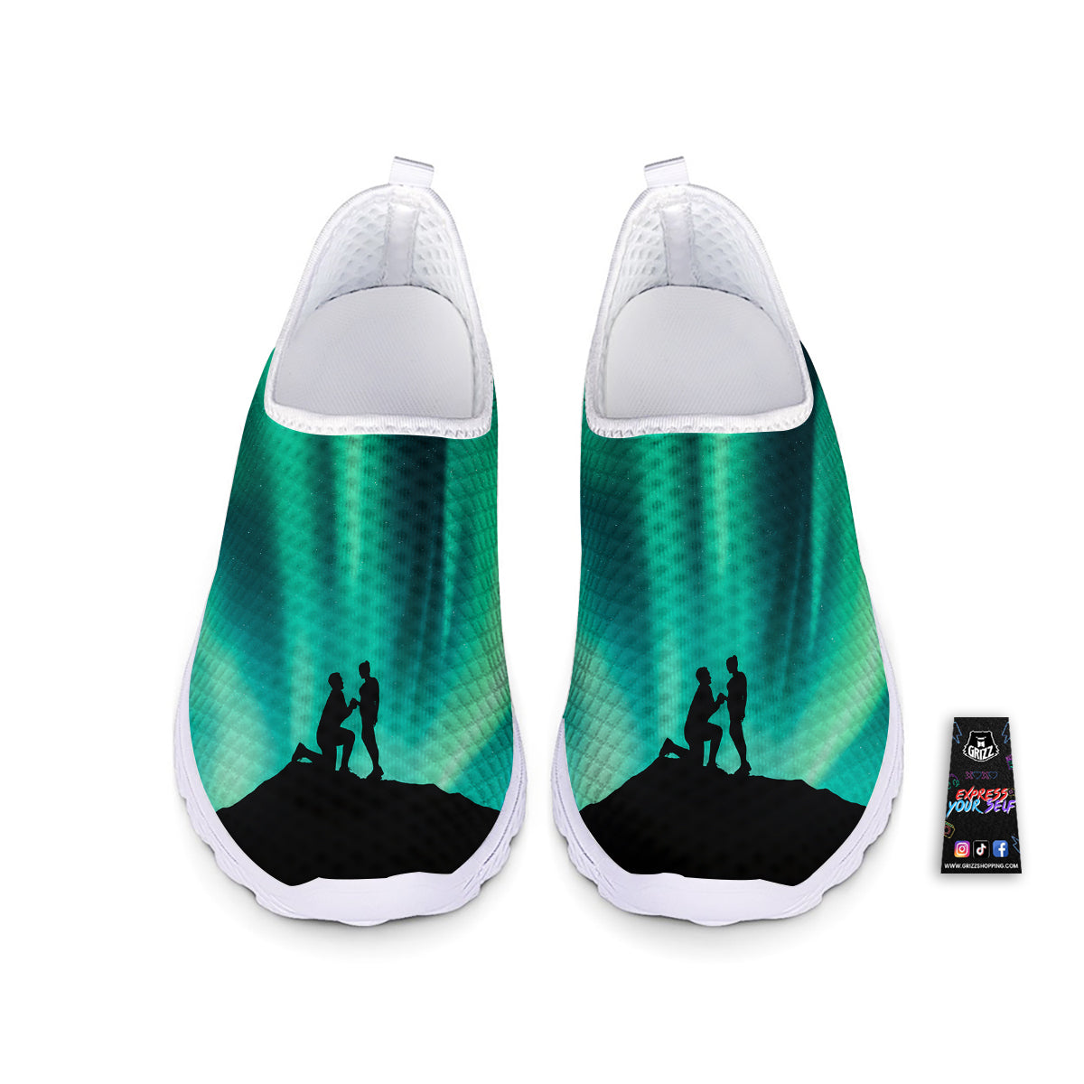 Man Making Marriage With Northern Lights Print Nurse Shoes-grizzshop