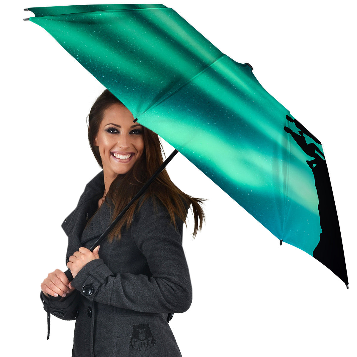 Man Making Marriage With Northern Lights Print Umbrella-grizzshop