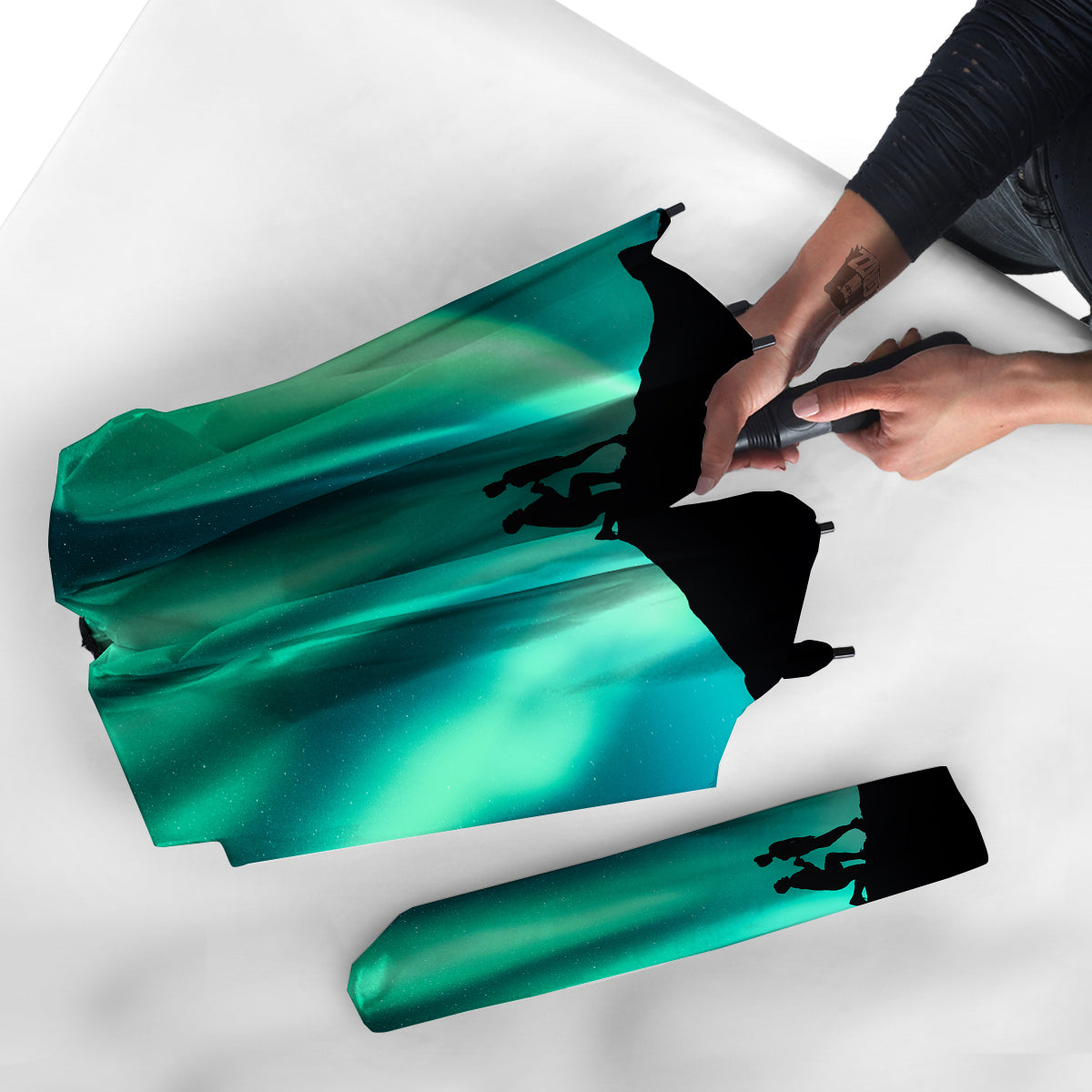 Man Making Marriage With Northern Lights Print Umbrella-grizzshop