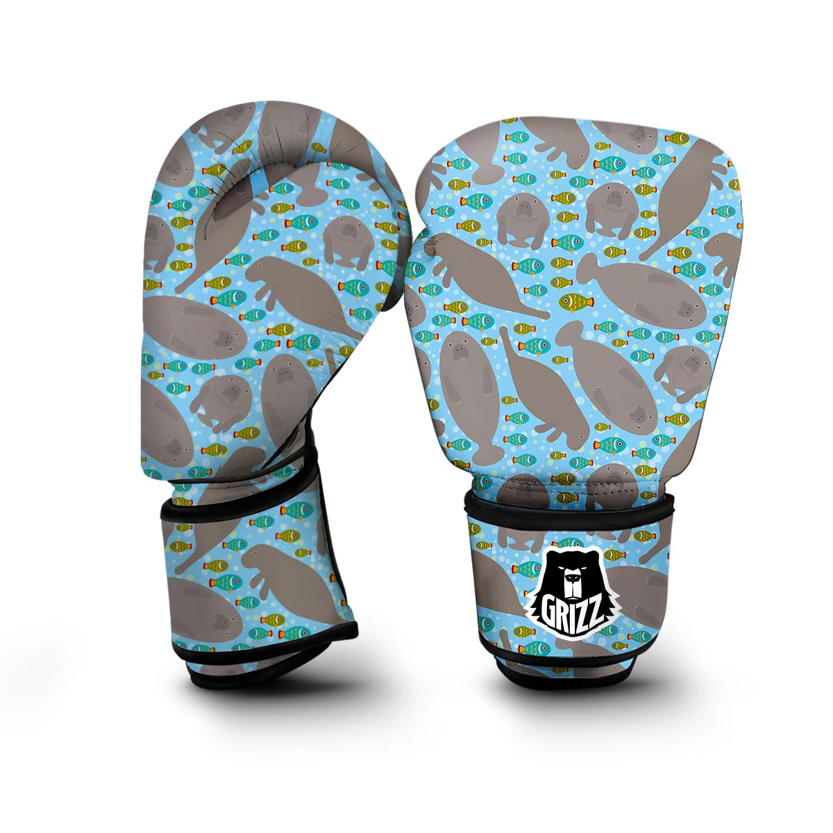 Manatee Pattern Print Boxing Gloves-grizzshop