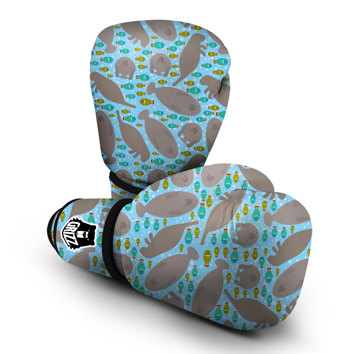 Manatee Pattern Print Boxing Gloves-grizzshop