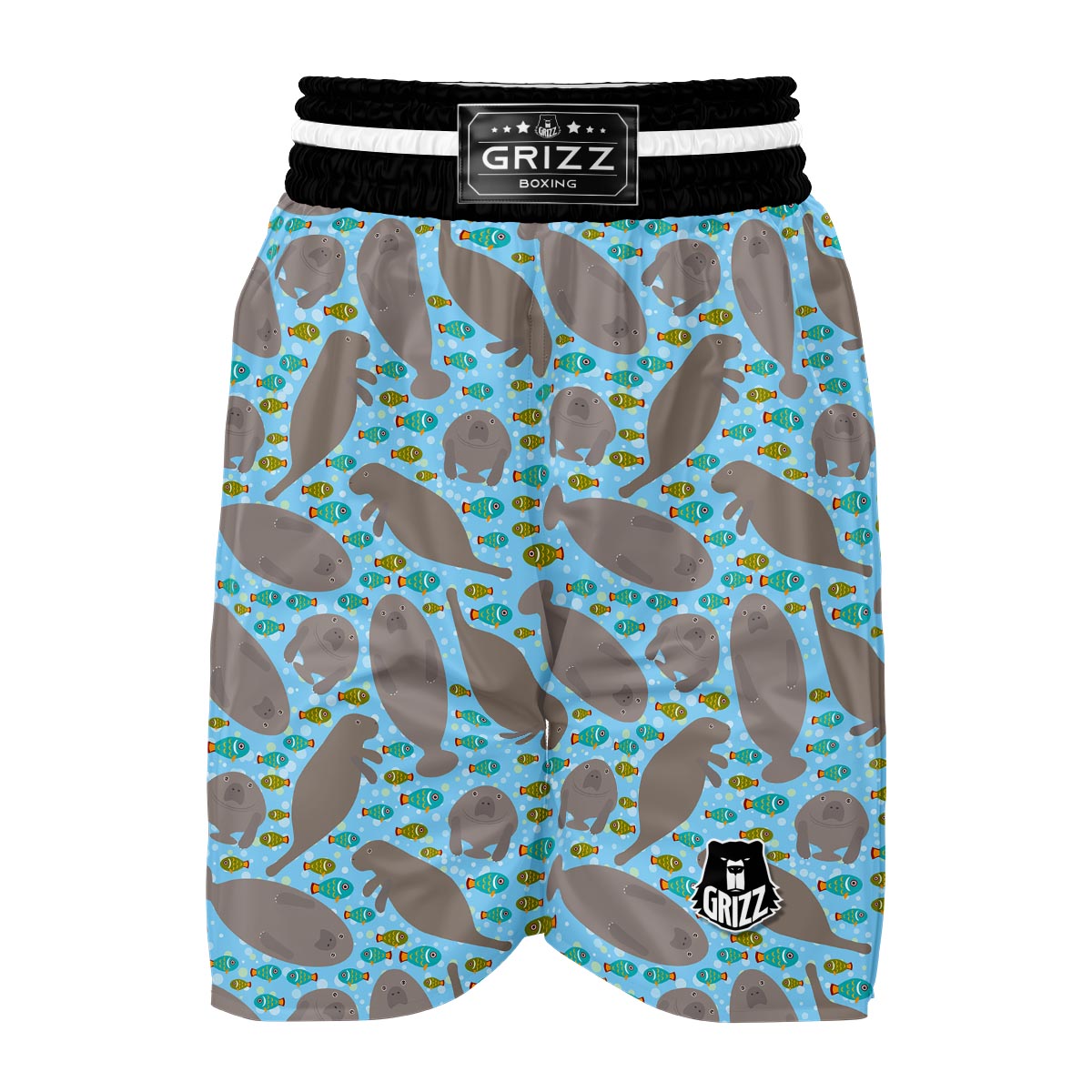 Manatee Pattern Print Boxing Shorts-grizzshop