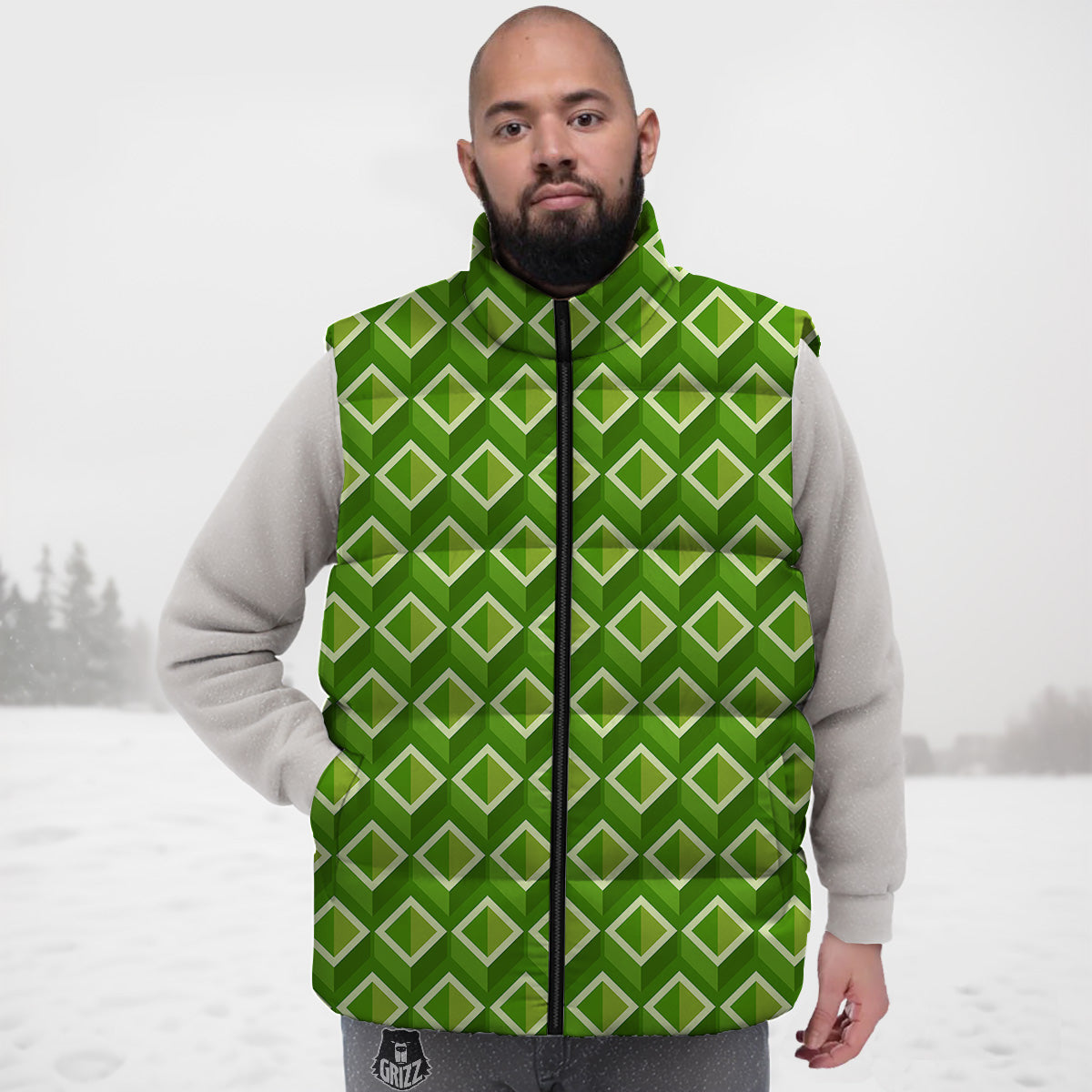 Manatee Pattern Print Down Vest-grizzshop