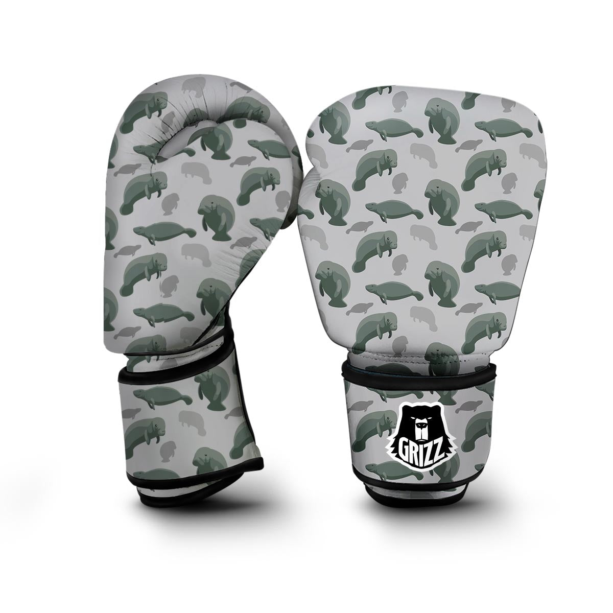 Manatee Print Pattern Boxing Gloves-grizzshop