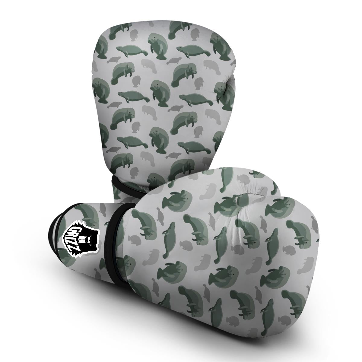 Manatee Print Pattern Boxing Gloves-grizzshop