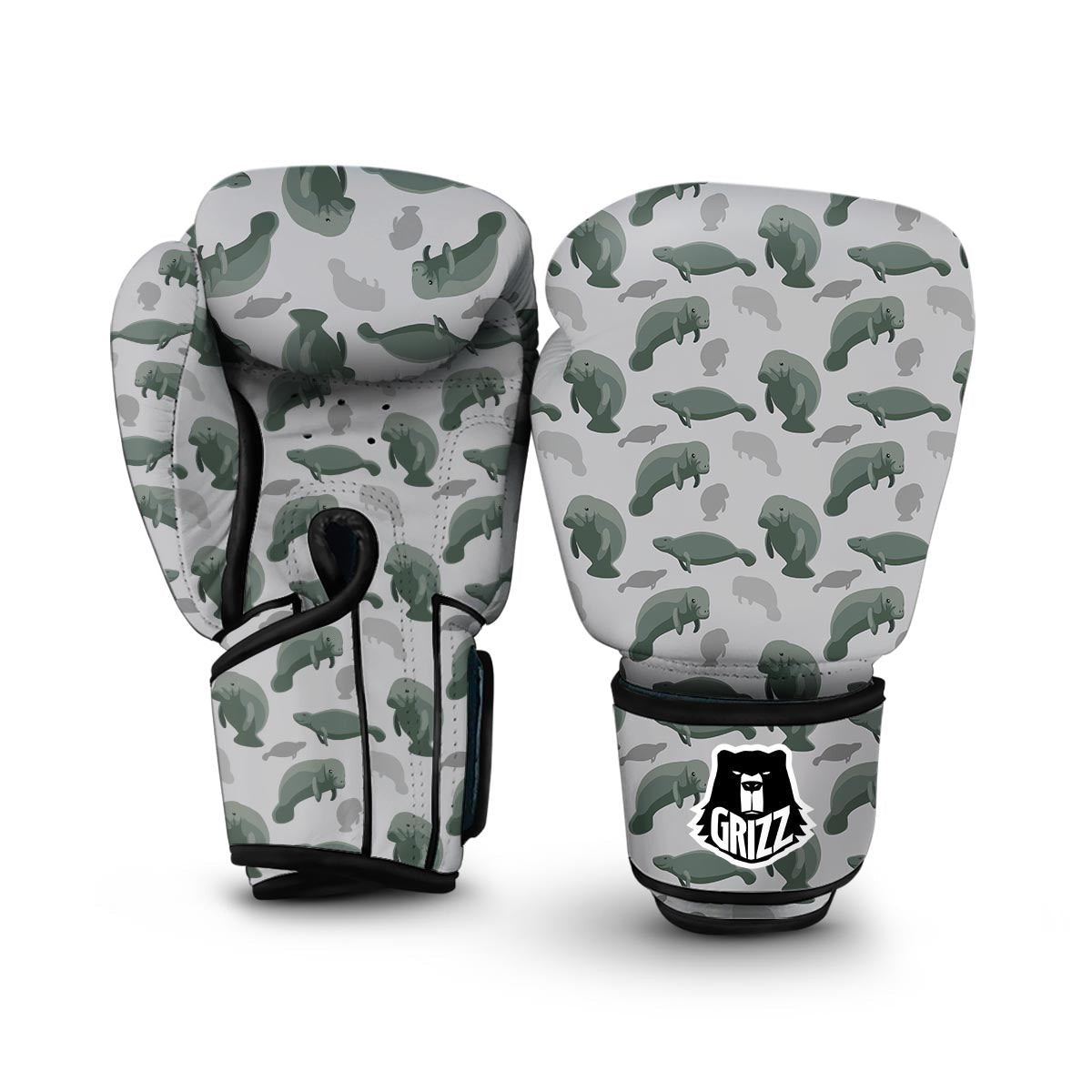 Manatee Print Pattern Boxing Gloves-grizzshop