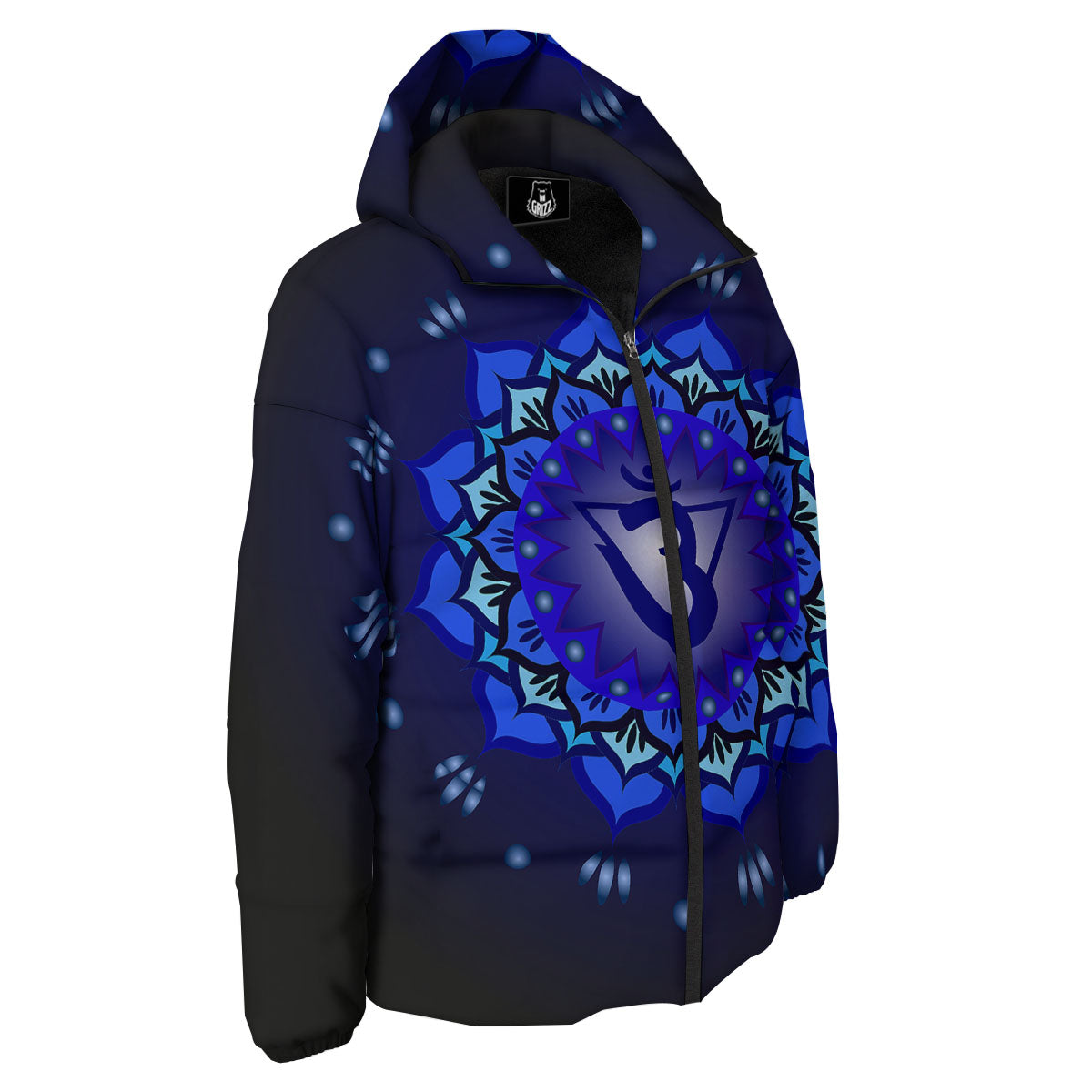 Mandala Ajna Chakra Print Down Jacket-grizzshop