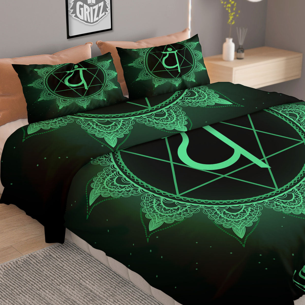 Mandala Anahata Chakra Print Duvet Cover Bedding Set