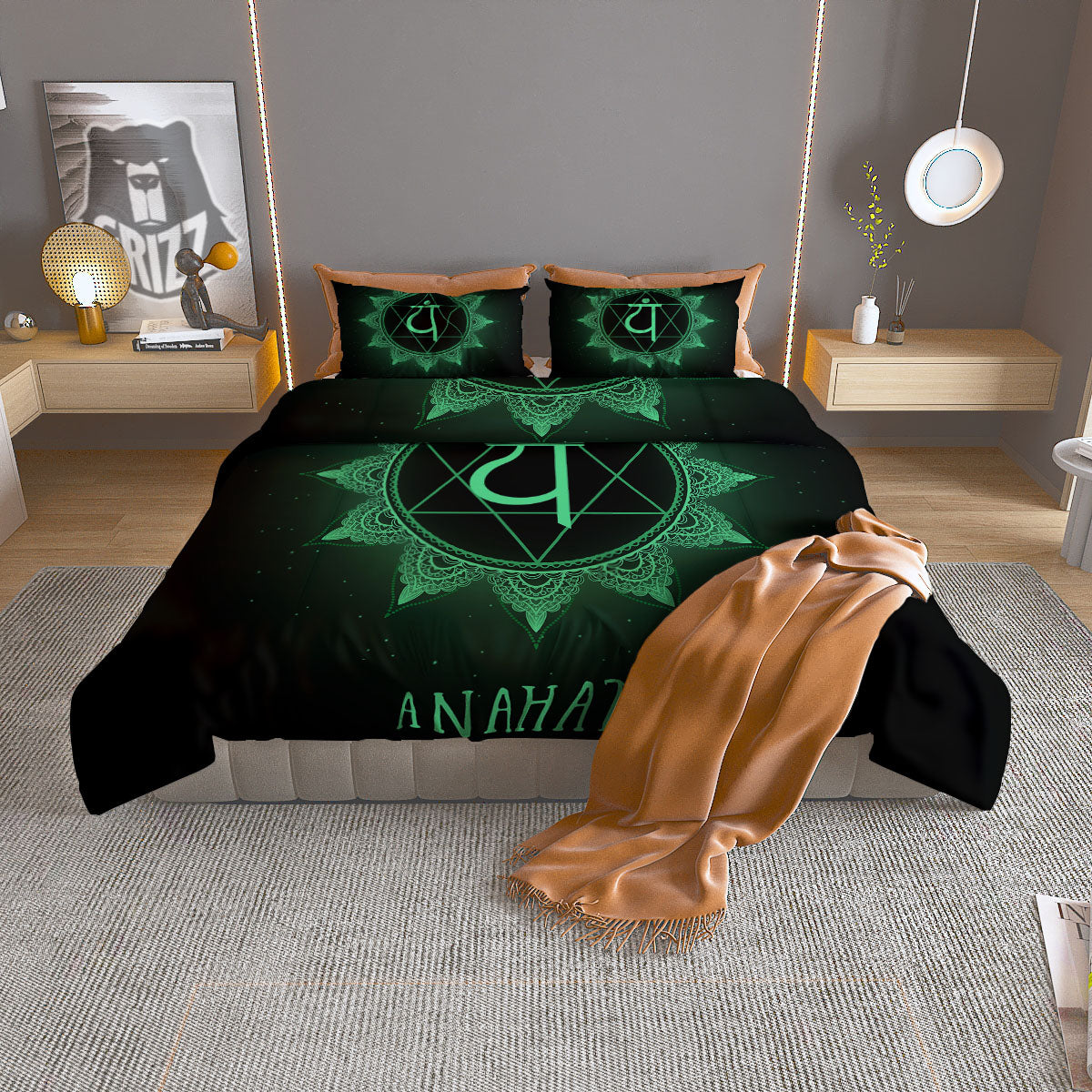 Mandala Anahata Chakra Print Duvet Cover Bedding Set