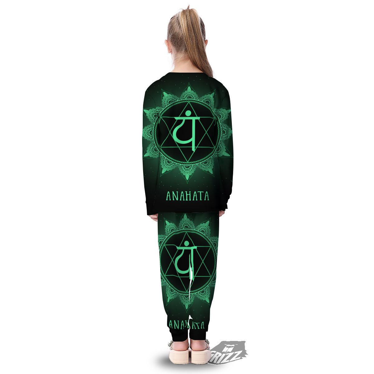 Mandala Anahata Chakra Print Kid's Pajamas-grizzshop