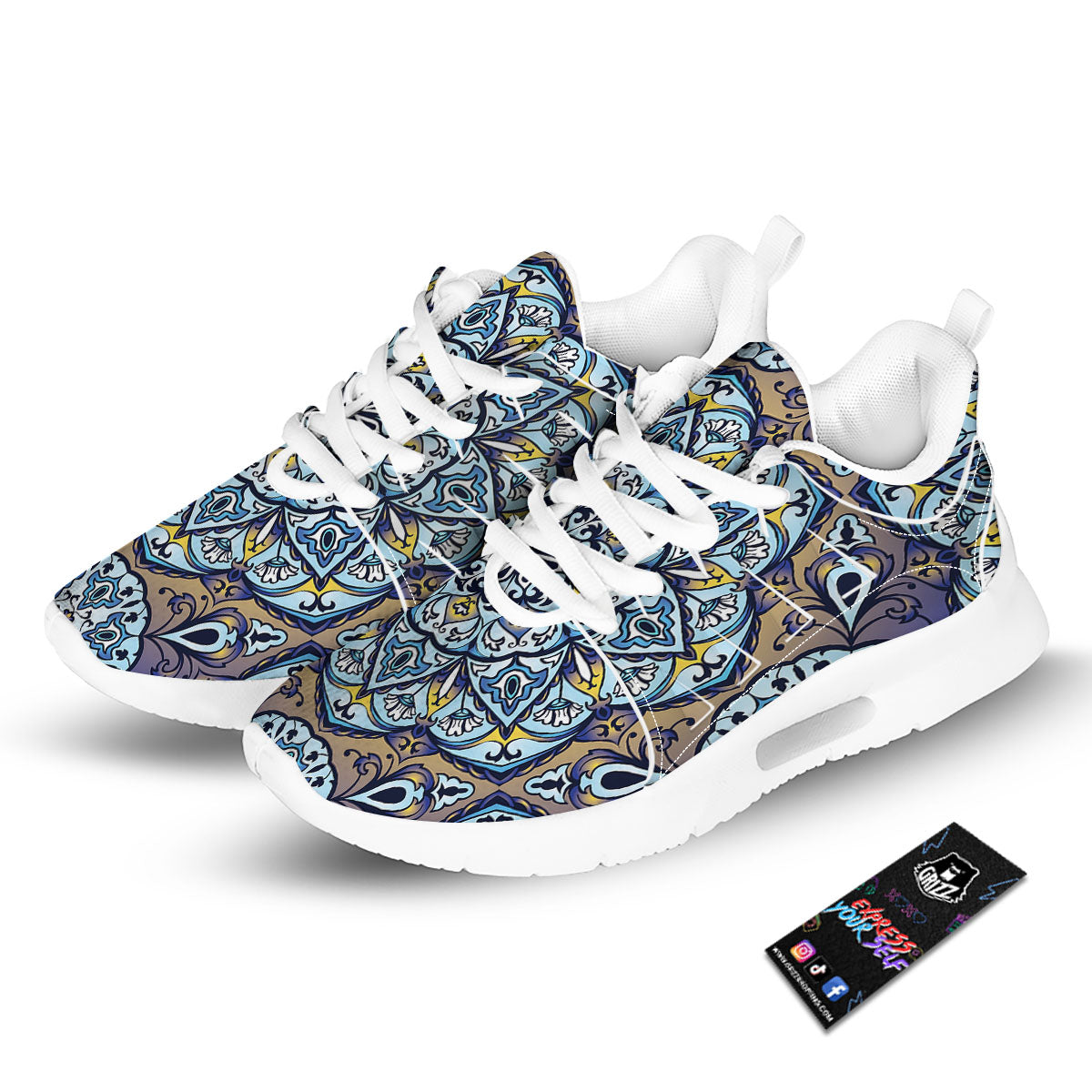 Mandala Blue And Purple Print Tennis Shoes-grizzshop
