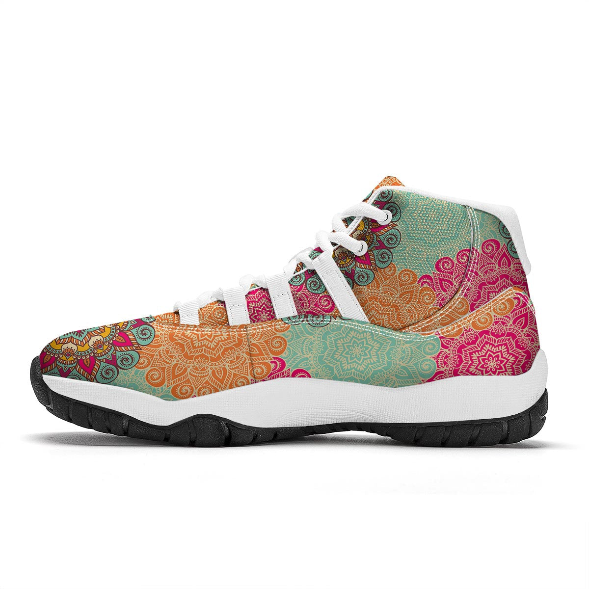 Mandala Bohemian Boho Pattern Print White Bball Shoes-grizzshop