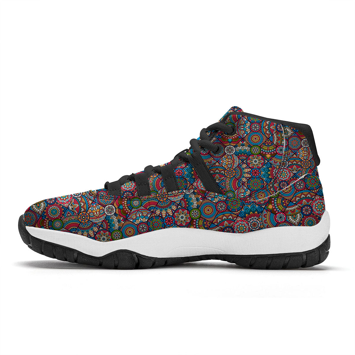 Mandala Bohemian Colorful Print Pattern Black Bball Shoes-grizzshop