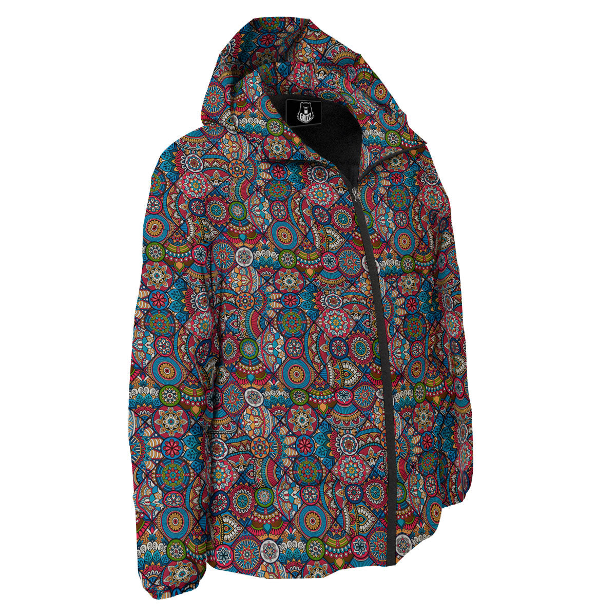 Mandala Bohemian Colorful Print Pattern Down Jacket-grizzshop