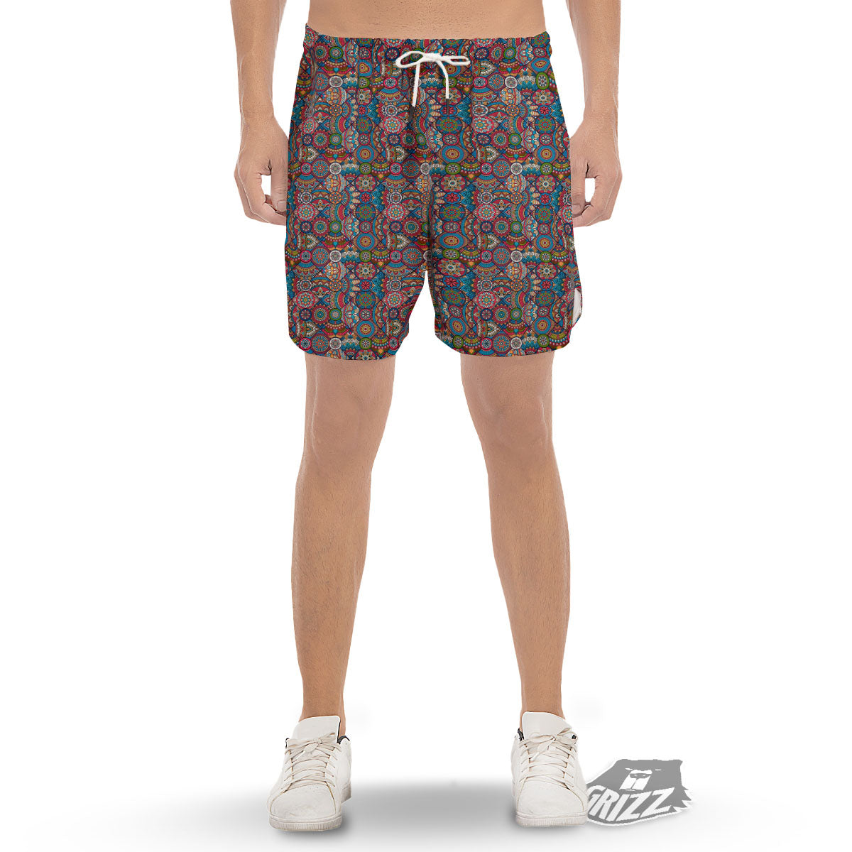Mandala Bohemian Colorful Print Pattern Men's Gym Shorts-grizzshop
