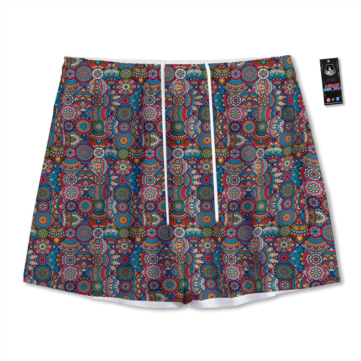Koi Fish Golden Spiritual Print Mesh Shorts